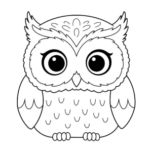 coloriage Un simple visage de hibou à imprimer pour enfant de 10 ans