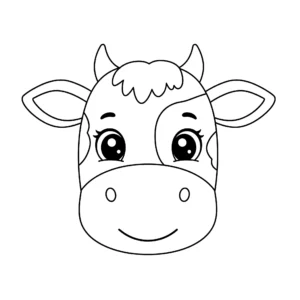 coloriage Un simple visage de vache pour enfant de 2 ans