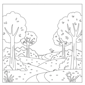 coloriage Une forêt enchantée pour enfant de 3 ans