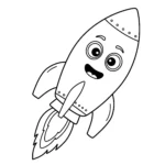 coloriage Une fusée rigolote a imprimer pour enfant de 4 ans