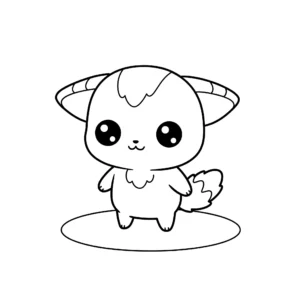 coloriage Une petite créature Kawaii pour enfants à télécharger