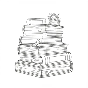 coloriage Une pile de livres pour enfants
