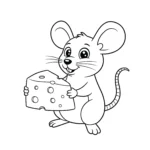 coloriage Une souris avec un gros fromage pour enfant de 4 ans