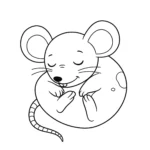 image pour coloriage Une souris endormie enfant
