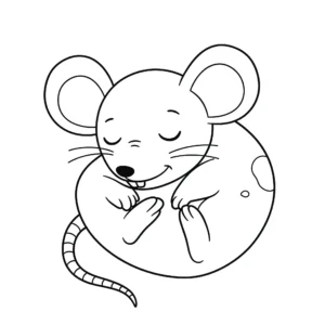 image pour coloriage Une souris endormie enfant