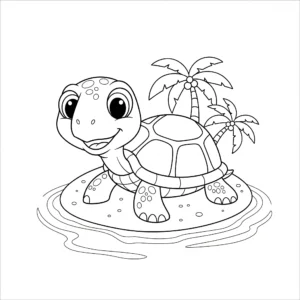 coloriage Une tortue sur une île en ligne