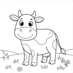 coloriage Vache Heureuse au Pré à imprimer pdf gratuit