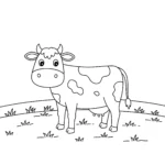 coloriage Vache dans le champ à imprimer pdf gratuit