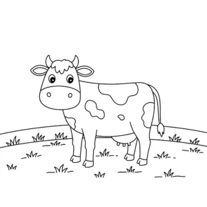 coloriage Vache dans le champ à imprimer pdf gratuit