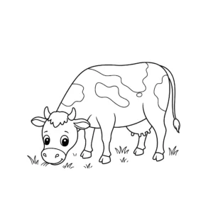 coloriage Vache mangeant de l’herbe en ligne pour enfant