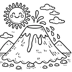 coloriage Volcan à imprimer pour enfants