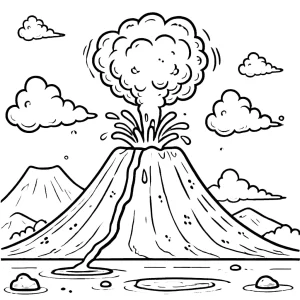 imprimer coloriage Volcan gratuit