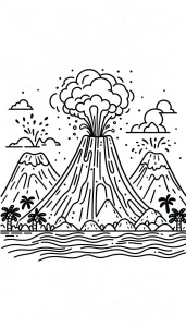 coloriage Volcan pour enfant de 8 ans