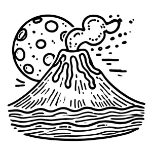 image de coloriage Volcan pour enfant