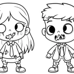 image pour coloriage Zombie enfant
