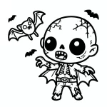 coloriage Zombie à imprimer kawaii