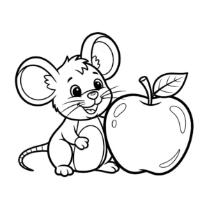 coloriage [La Souris et la Pomme à imprimer pour enfant de 7 ans