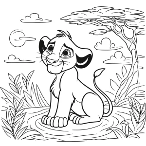 coloriage Roi Lion pour enfant de 8 ans