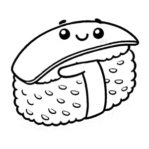 coloriage kawaii sushi pour enfants a imprimer gratuit