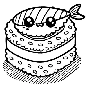 coloriage kawaii sushi gratuit à imprimer