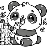 coloriage panda kawaii pour enfants à imprimer