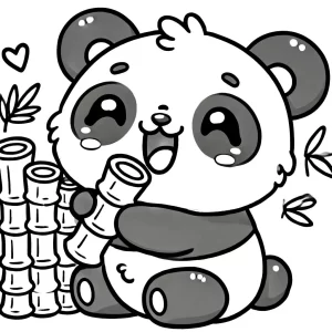 coloriage panda kawaii pour enfants à imprimer