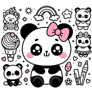 coloriage panda kawaii gratuit en ligne