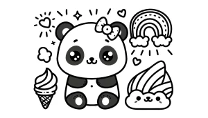 coloriage panda kawaii pour enfant a imprimer gratuit