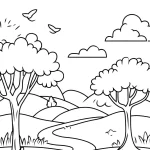 coloriage paysage de pour enfants