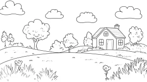 coloriage paysage à imprimer pdf gratuit