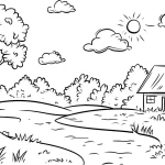 coloriage paysage à imprimer pour enfant de 7 ans