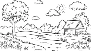 coloriage paysage à imprimer pour enfant de 7 ans