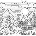 coloriage paysage et dessin a imprimer