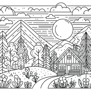 coloriage paysage et dessin a imprimer