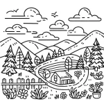 coloriage paysage à imprimer pour enfant de 6 ans