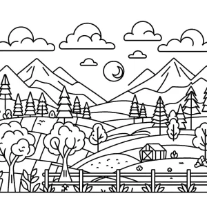coloriage paysage d