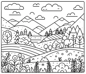 imprimer coloriage paysage