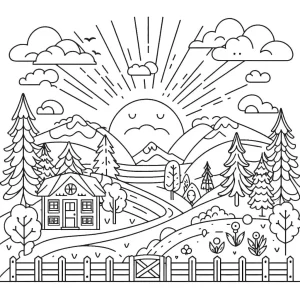coloriage paysage à imprimer pour enfant de 2 ans