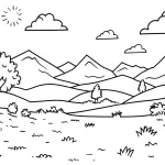 coloriage paysage pour enfant de à imprimer