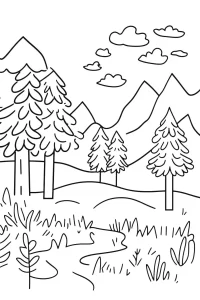 coloriage paysage à imprimer pour enfant de 6 ans