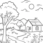 coloriage paysage à imprimer pour enfant de 3 ans