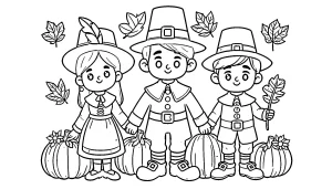 coloriage Action de grâce a imprimer pour enfant de 4 ans