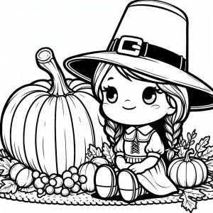 coloriage Action de grâce à imprimer pour enfants