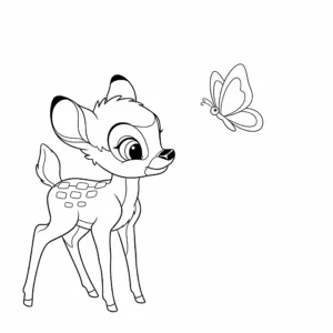 coloriage Bambi et Papillon à imprimer pdf