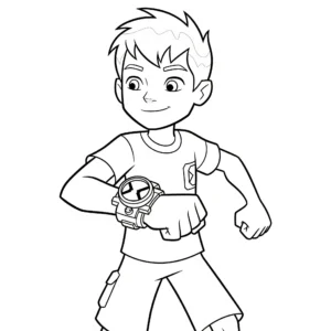 coloriage Ben avec l’Omnitrix de pour enfants