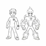 coloriage Ben et Gobelet (Heatblast) a imprimer gratuit