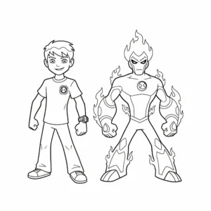 coloriage Ben et Gobelet (Heatblast) a imprimer gratuit