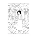 coloriage Blanche Neige dans la forêt à imprimer