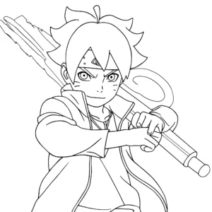 coloriage Boruto en gros plan pour enfant de 10 ans