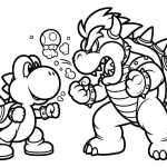 coloriage Bowser et découpage à imprimer